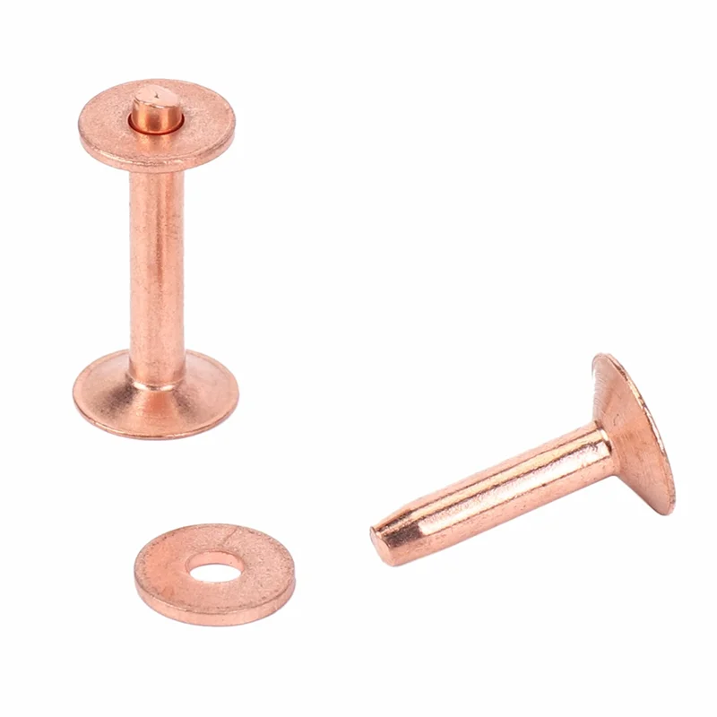 2 красных медных заклепок и заусенцев с устройством установки заусенцев, медный заклепочный зажим, инструмент для установки и дырокол-B61B
