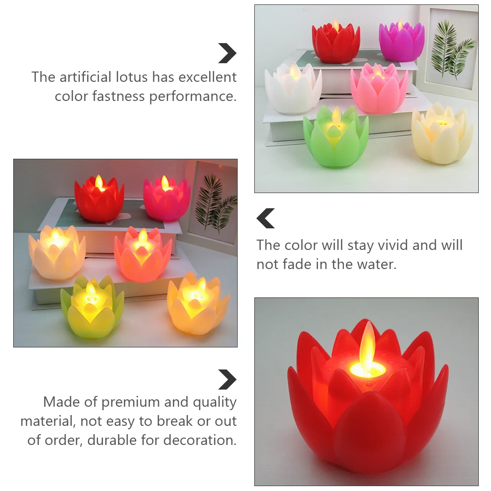 Lotus Lamp LED Decorative Candles Artificial Pond Light Pool Garden Plastic Flower Night Child