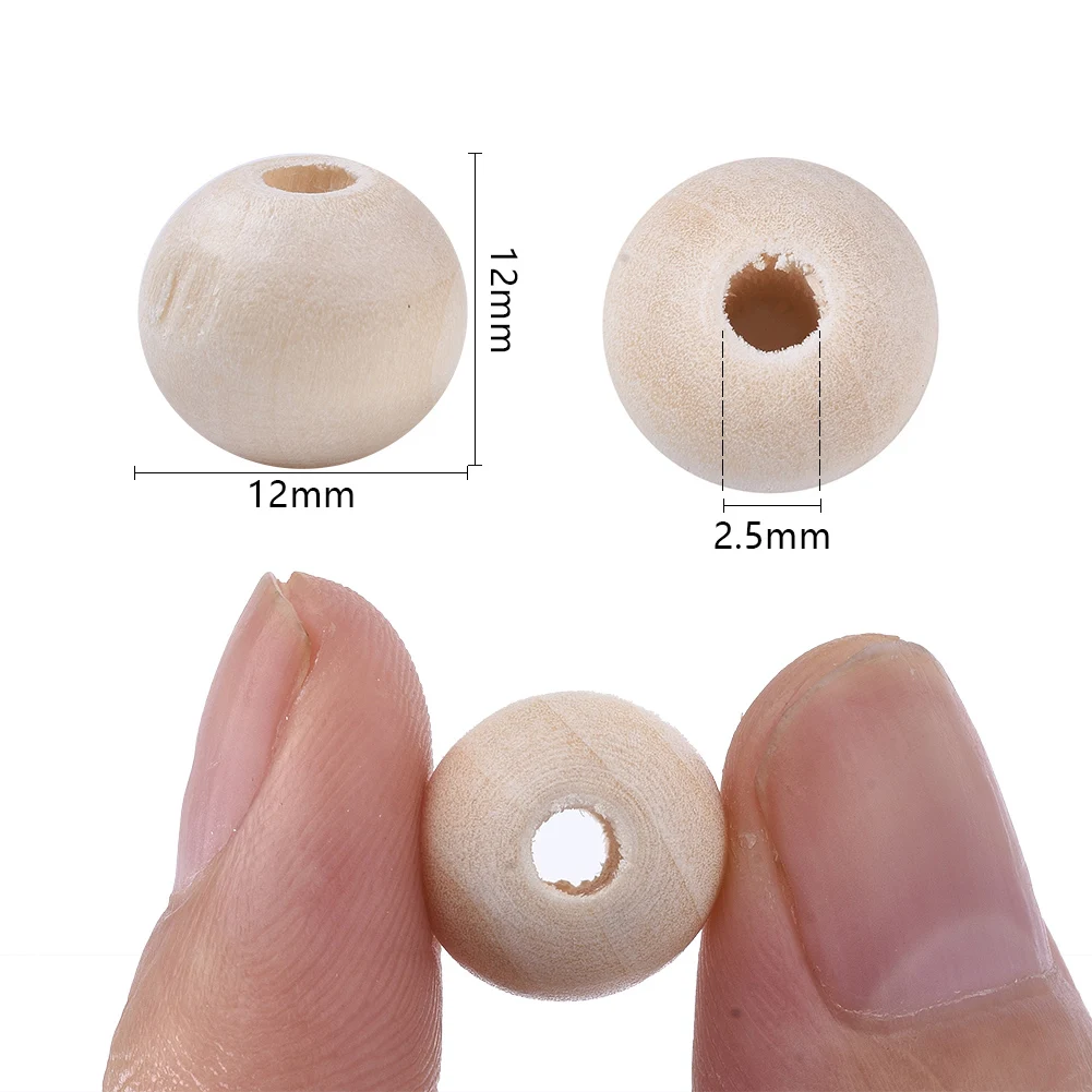 Natural Wood Beads Unfinished Round Wooden Loose Beads 10/12/14/16/18/20/25mm for Jewelry Making DIY Bracelet Tassel Wholesale