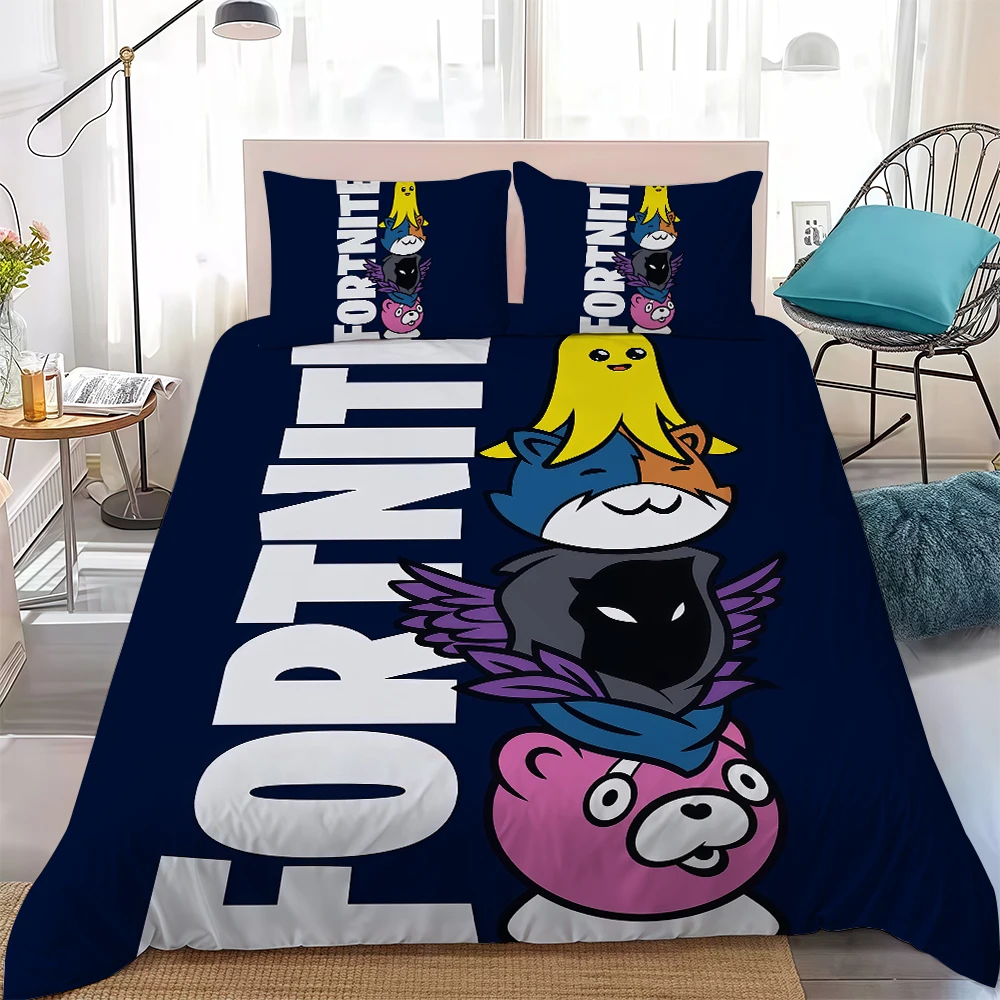 F-Fortnite Game Duvet Cover Set Home Style Bedding Soft Laundry Cotton Bed 3 Piece Set Student Dormitory Gift view 4