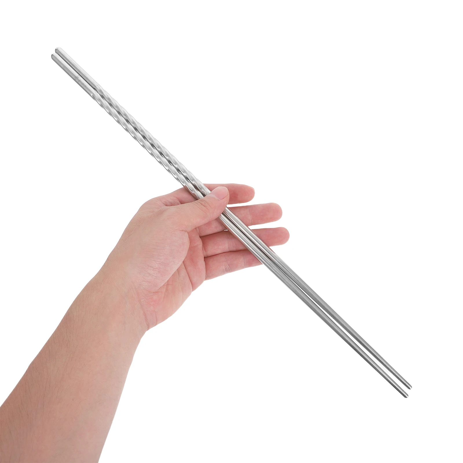 

Stainless Steel Chopsticks 38.8Cm Extra Long Non Slip Threaded Cooking Chopsticks For Frying Noodle Hot Pot
