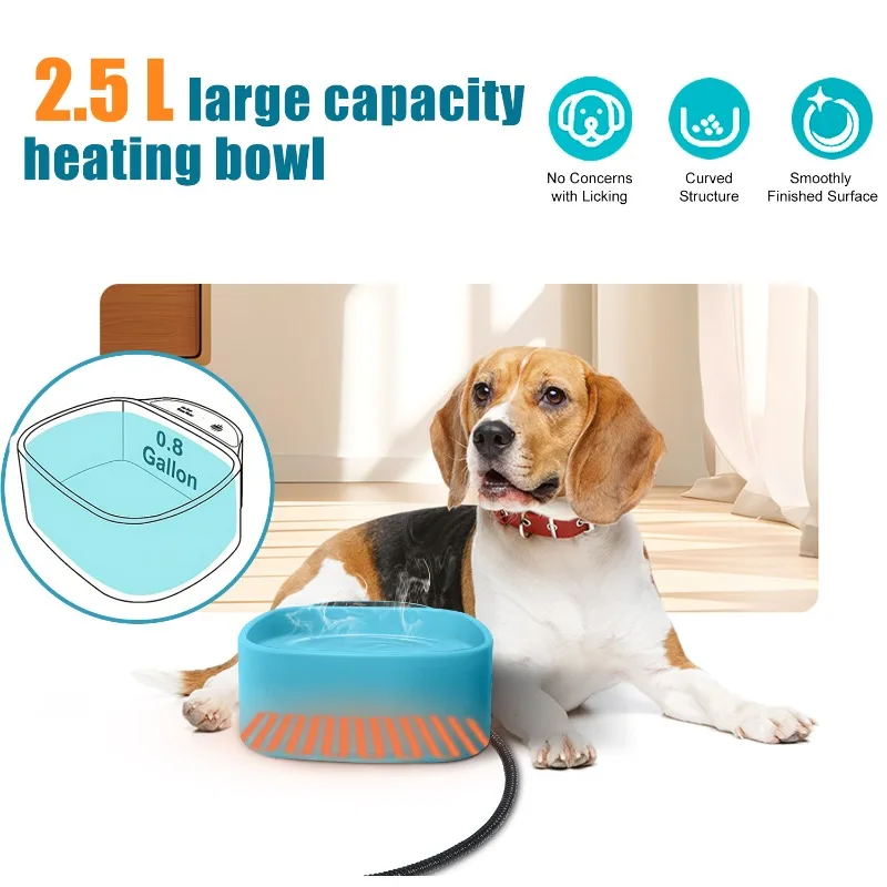 ZONGYAN Electric Heated Pet Water Bowl Anti Freeze Deicer Thermal Insulation Cat Dog Drinking Basin for Cold Winter Outdoor