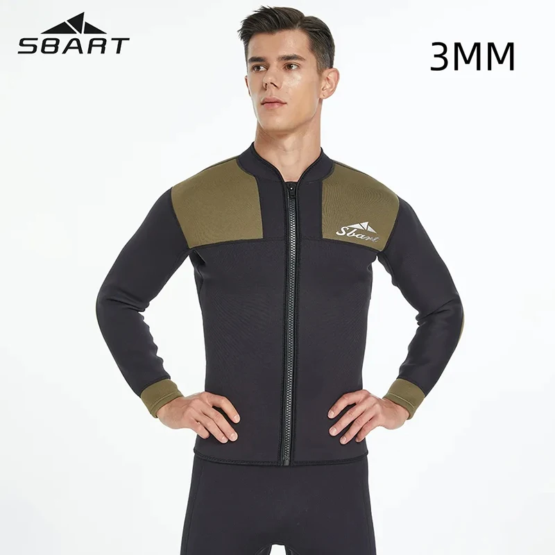 

New 3MM Neoprene Long Sleeve Snorkeling Diving Jacket Scuba Keep Warm Front Zipper Spearfishing Wetsuit Coat Surfing Swim Tops