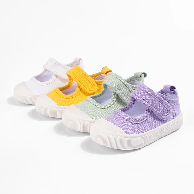 Girls Spring New Pure Color Breathable Casual Canvas Sports Shoes Outdoor Leisure Footwear Comfortable Sneakers