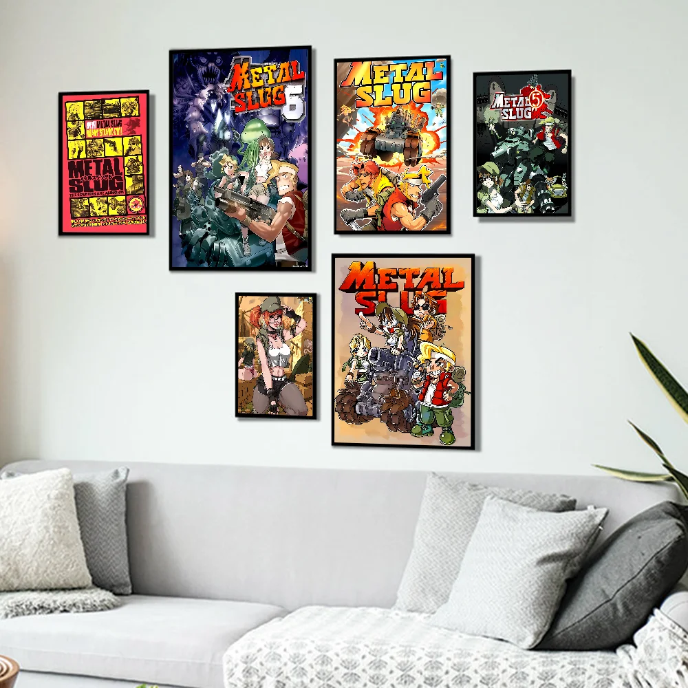 Game Metal Slug Self-adhesive Art Poster Retro Kraft Paper Sticker DIY Room Bar Cafe Stickers Wall Painting