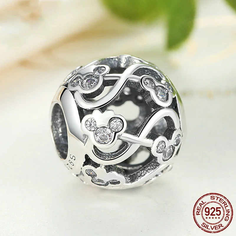 New 925 Silver Mickey Mouse Hot Air Balloon Lock Pendants Charms Beads Fit Original Pandora Bracelet DIY Jewelry For Women 2024