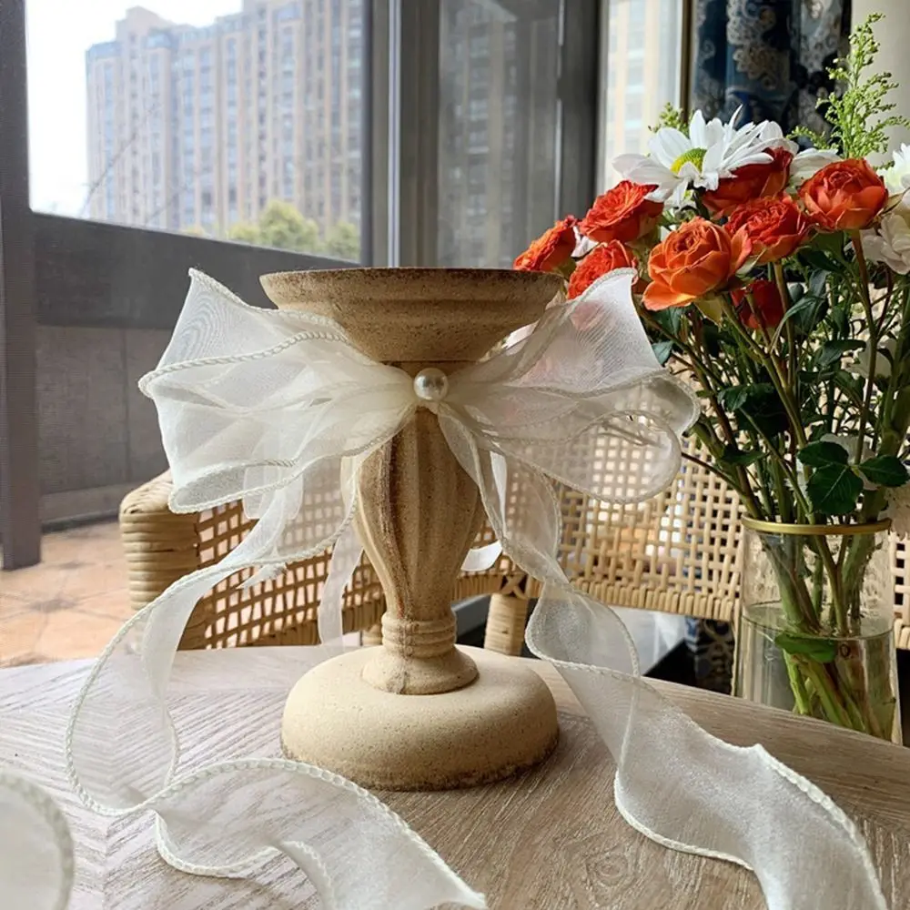 Fashion Translucent Bow Curtain Tieback Mesh with Pearl Curtain Buckle Curtain Rope Holders Home Decor