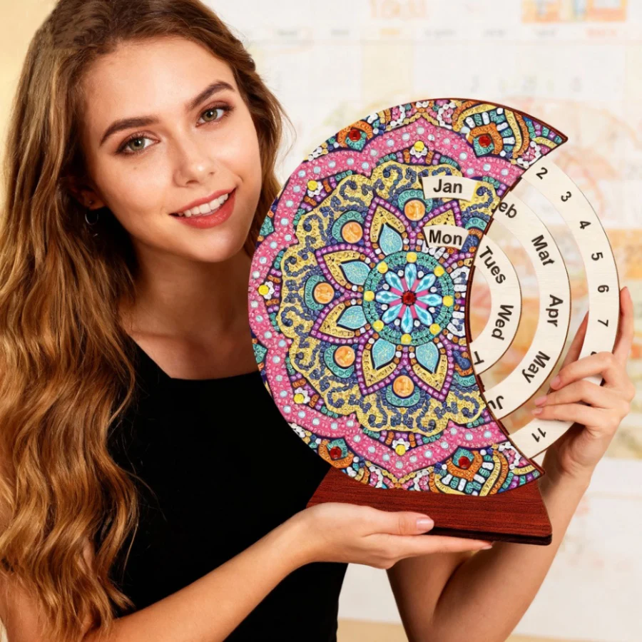 

2026 новый стиль специальной формы DIY алмазная живопись вечный календарь ручной работы вращающийся декор стола для начинающих ремесло подарок