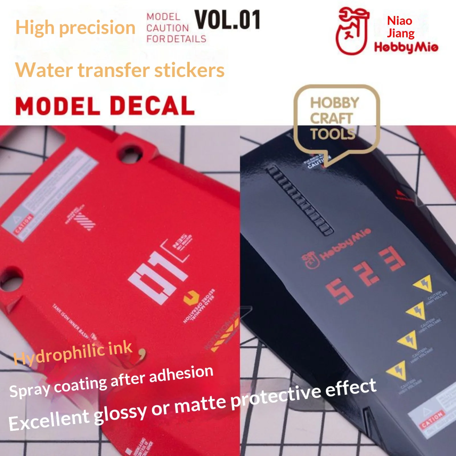 

HOBBY MIO VOL1-001~007 High-Definition Water Transfer Printing Stickers for Gundam Scale Model Kit Hobby DIY Tool Accessories