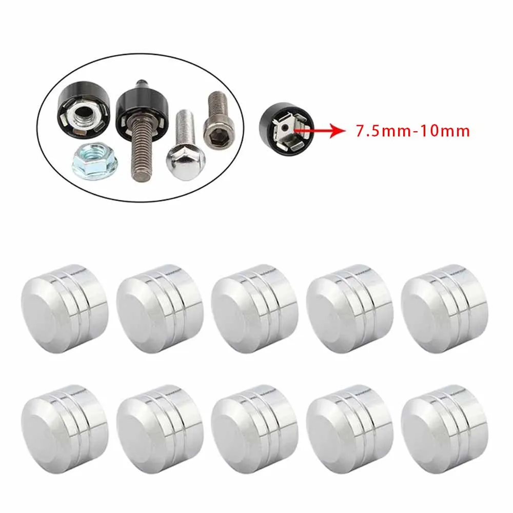 10pcs Motorcycle Bolt Head Cover Schrauben Topper Caps Aluminum For Harley Twin Cam Dyna Softail Touring Road King black Chorme