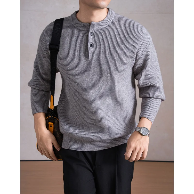 

New Fashion Autumn Winter Thickened Collar Men's Sweater Casual Wool Sweater