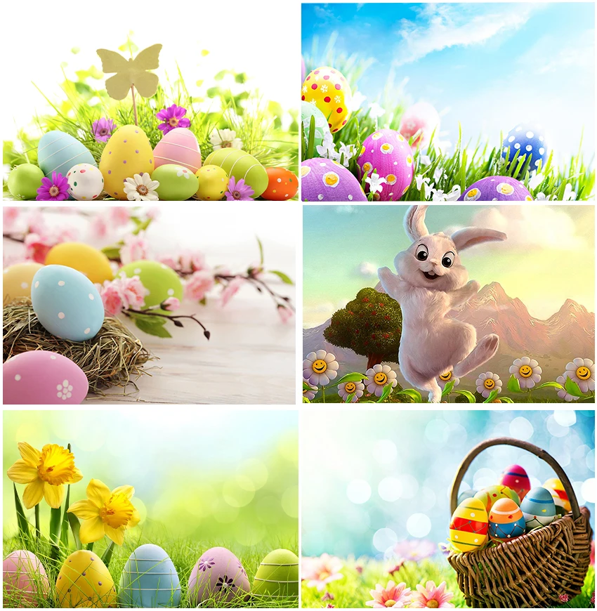 

Natural Scenic Easter Spring Sunshine Bokeh Rabbit Eggs Backdrops Photography For Studio Child Portrait Baby Shower Background