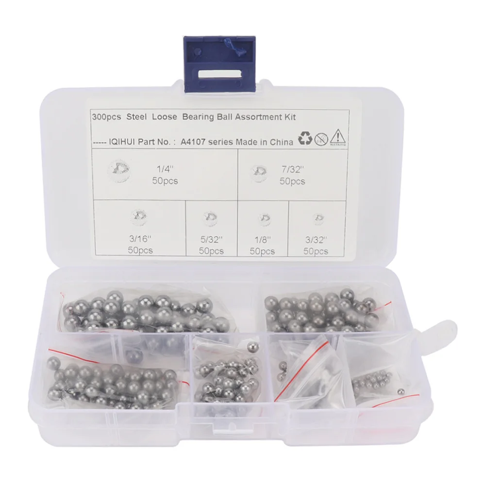 300Pcs Bearing Balls Chrome Steel 2/32 1/8 5/32 3/16 7/32 1/4 Inch Solid G25 Bearing Steel Ball Grade 25