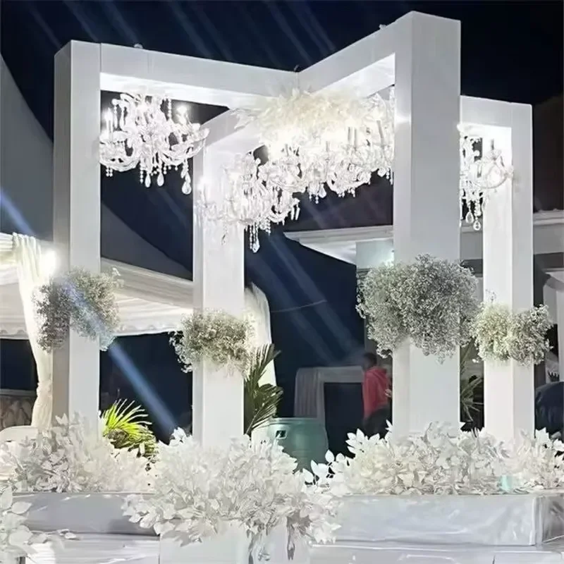 for New Design White PVC Wedding Arch Background Wall