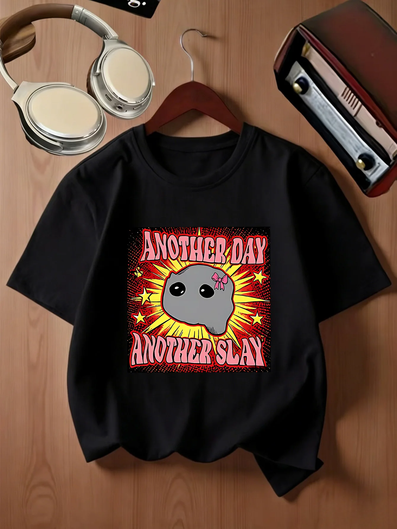 Retro Another Day Another Slay Letter Print Kids T Shirt Boys Girls Family Matching Parent Child Summer Crew Neck Casual Tee