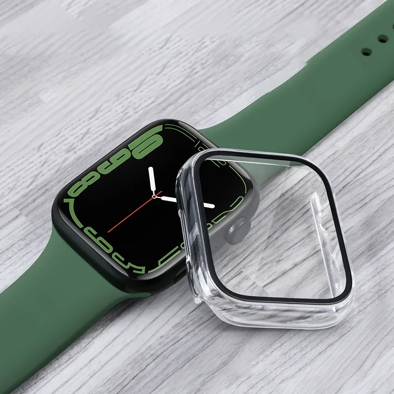 3pcs Glass+Case For Apple Watch 44mm 40-41-38-42mm 45mm 46mm Screen Protector Protective Cover Apple Watch 11 10 8 7 9 6 SE 5 4 image 2