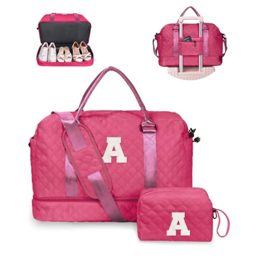 

Women Gift, Teen Gifts for Girls-Initial Travel Bag with Shoe Compartment, Personalized Weekender Bag, Monogram Overnight Bag f
