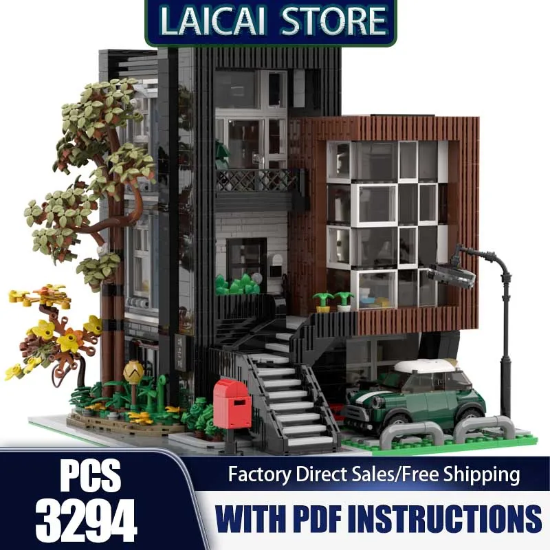 

City Steet View Building Model Moc Building Blocks Modular Villa Design Model Technology Bricks DIY Assembly Toys Holiday Gifts