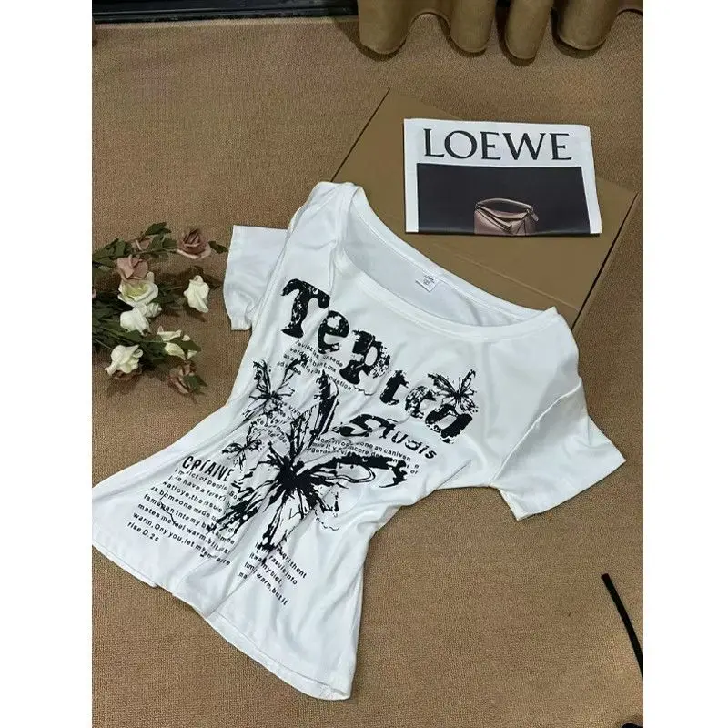 

Эстетическая белая футболка Женская одежда Гранж Повседневная 90-е Винтаж Femme с коротким рукавом Сексуальная японская повязка Y2k Укороченный топ Футболка