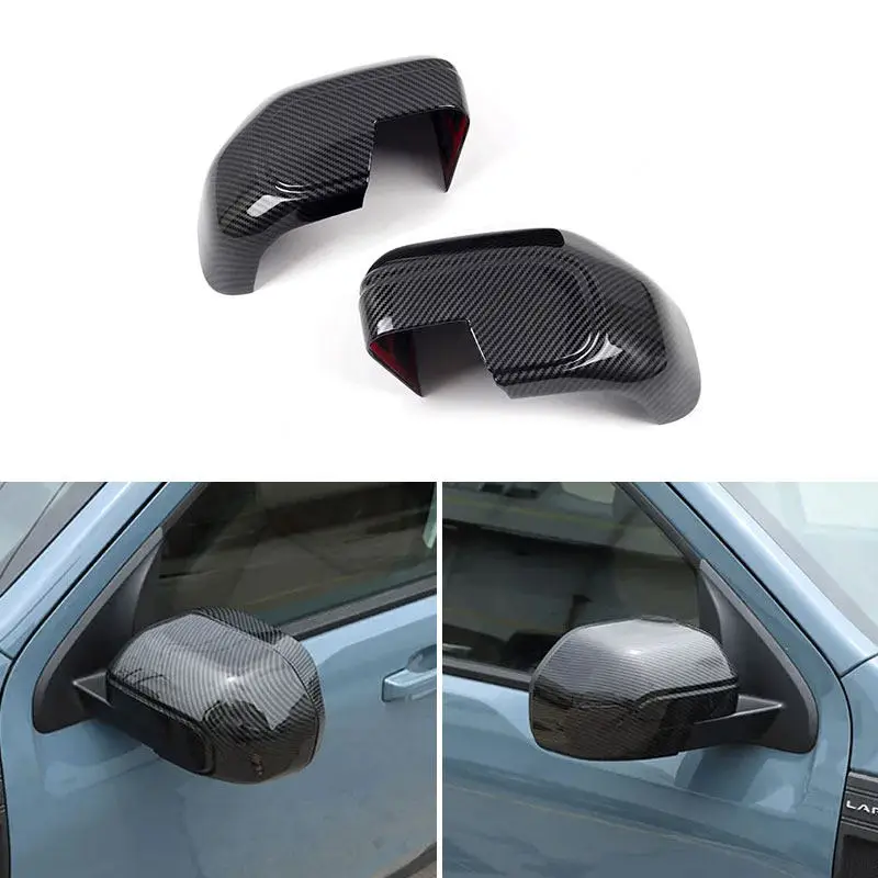 

For Ford Maverick 2022 ABS 2pcs Car Rearview Side Mirror Cover Frame Trim Sticker Exterior Accessories Carbon Fiber Texture