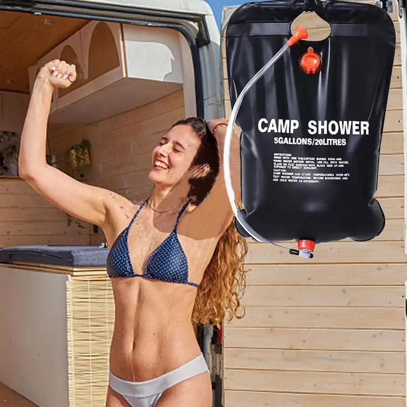 20L Foldable Solar Shower Bag Outdoor Bath Water Bag Camping Sun Compact Heated Water Shower Bags Scrubbing Pool Accessories