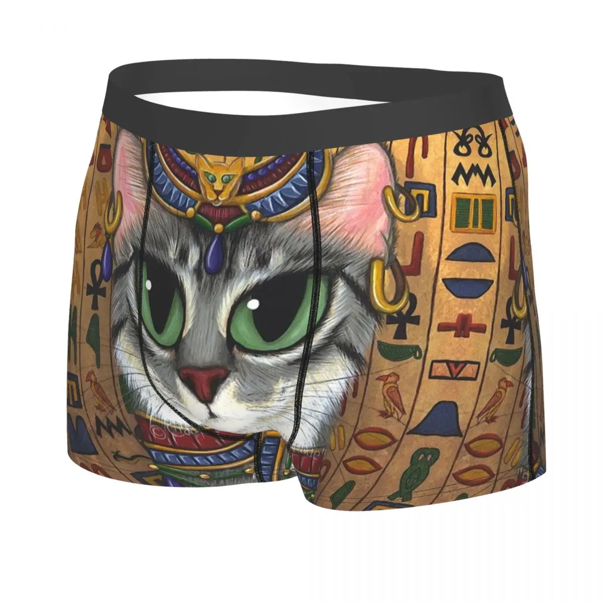 Katzen und Ankh Kreuz alten Ägypten Herren Boxershorts hoch atmungsaktive Unterhosen hochwertige 3D-Druck Shorts Geburtstags geschenke