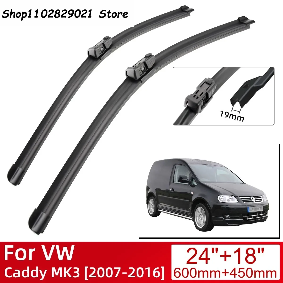 For VW Caddy MK3 2007-2016 Car Accessories Front Windscreen Wiper Blade Brushes Wipers  2016 2015 2014 2013 2012 2011 2010 2009