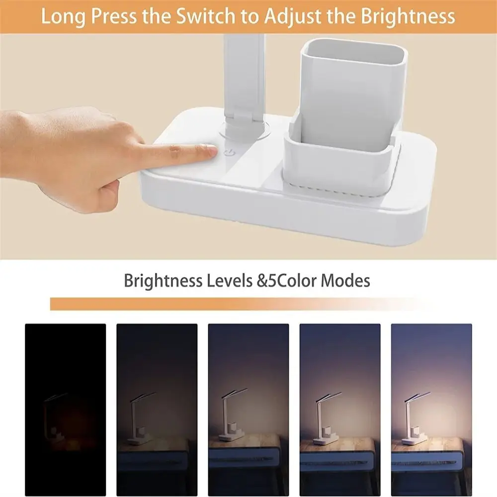 

3 Levels Dimmable LED Desk Lamp Eye Protection Touch Control Dimmable Table Lamp No Battery Foldable Design