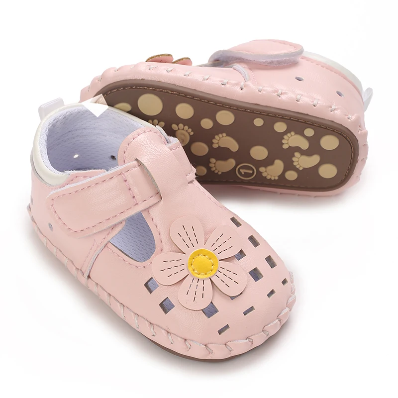 Zapatos de ocio y cómodos para niña, sandalias transpirables y absorbentes de sudor para bebé, zapatos de cama bautizos para recién nacido de 0 a 18 meses