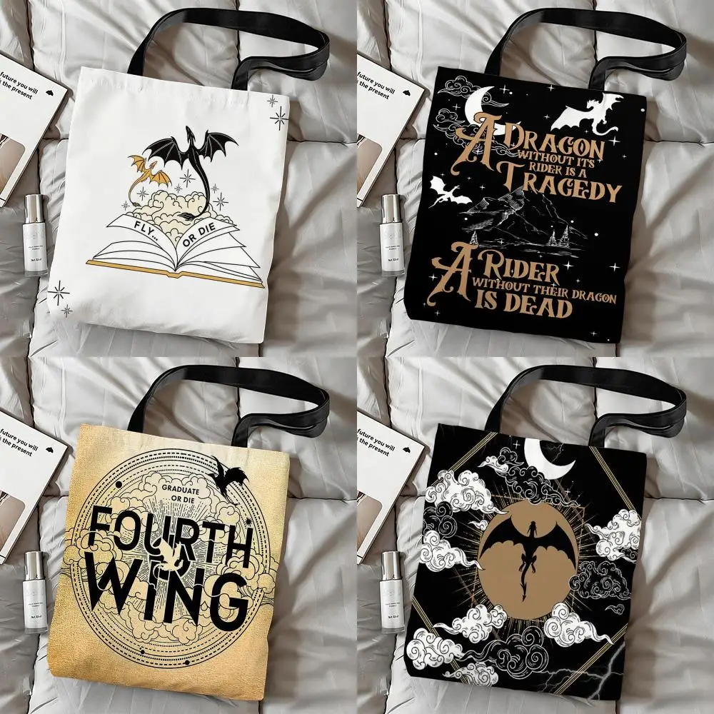 F-Fourth W-Wing Storage Bags Double-Sided Printed Canvas Tote Bag Large Capacity Women Shoulder Handbag
