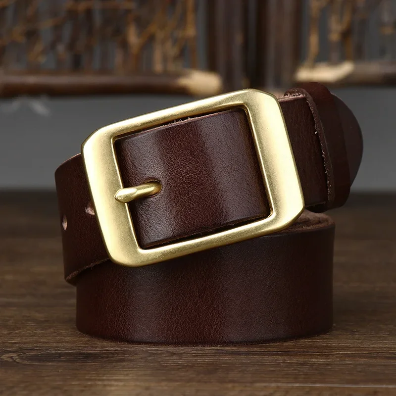 3.8CM Italian Washed Retro Top Layer Cowhide Needle Buckle Belt, Men's Leather, Simple And Versatile Casual Pants Belt