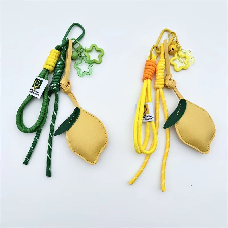 Cute Fruit Keychain Cartoon Lemon PU Leather Bag Pendant Birthday Gifts Car Keyring