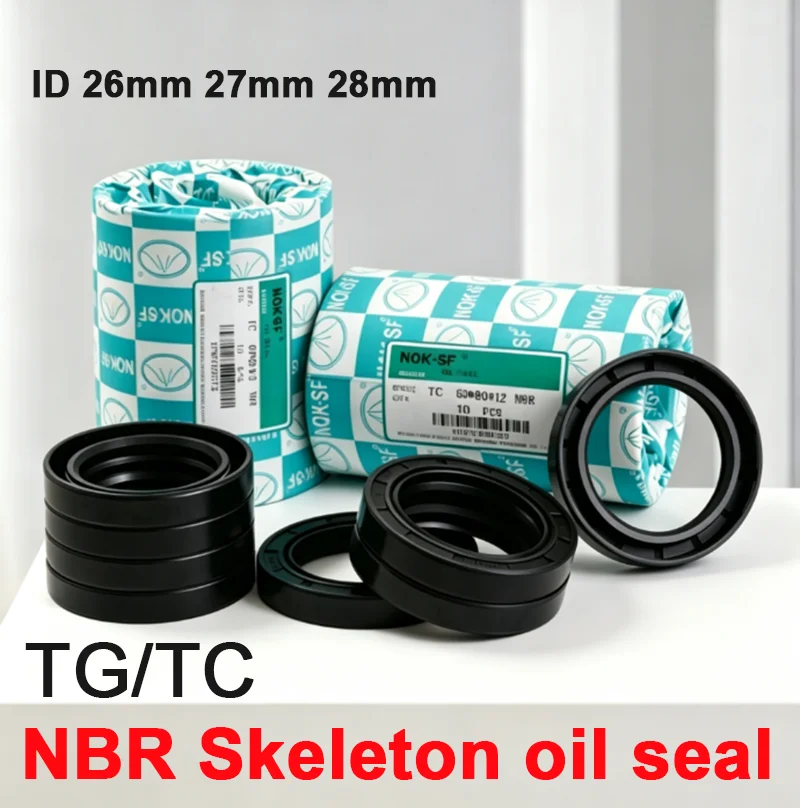 ID 26/27/28mm NBR Oil Seal TC-26/27/28*35/36/37/38/40/42/43/44/45/46-70*5/6/7/8/10/12mm Nitrile Rubber Shaft Double Lip Gasket