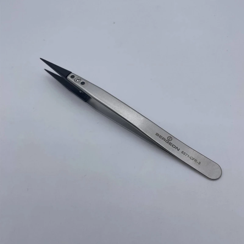 Bergeon 6571-CFR-3-C Tweezers with Carbon Fiber Tips Swiss