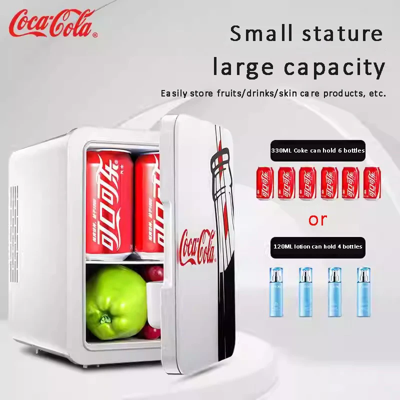 Coca-Cola 4L Mini Refrigerator Multifunction Cosmetic Dormitory Warmer Cooler Fridge for Home Car Small Portable Fridge 12V/220V