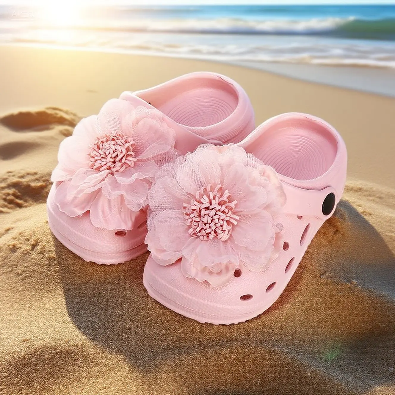 

Летние домашние тапочки с розовым цветком, удобные дышащие полые детские тапочки «сделай сам», повседневные уличные прогулки, ванная комната, путешествия