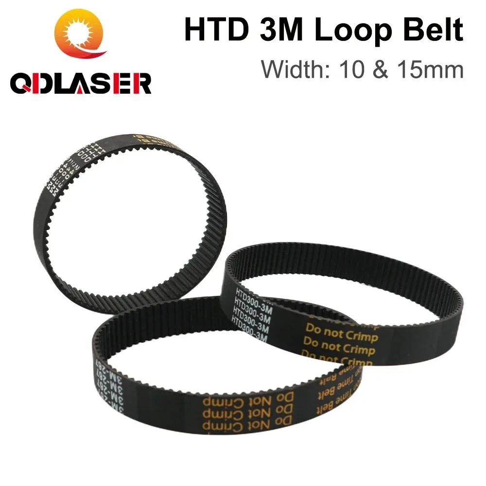 QDLASER HTD 3M Closed Loop Timing Belt Rubber Transmission Belt Width 6mm/9mm/15mm for CO2 Laser Engraving Cutting Machine