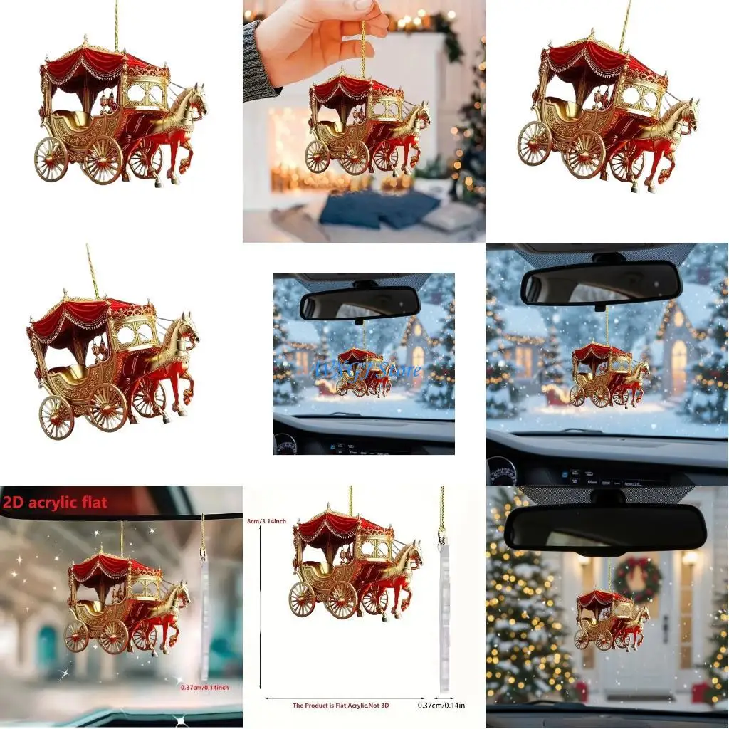 

37JE Acrylic Sleigh Carriage Ornaments Winter Festival Decors for Christmas Tree Decors