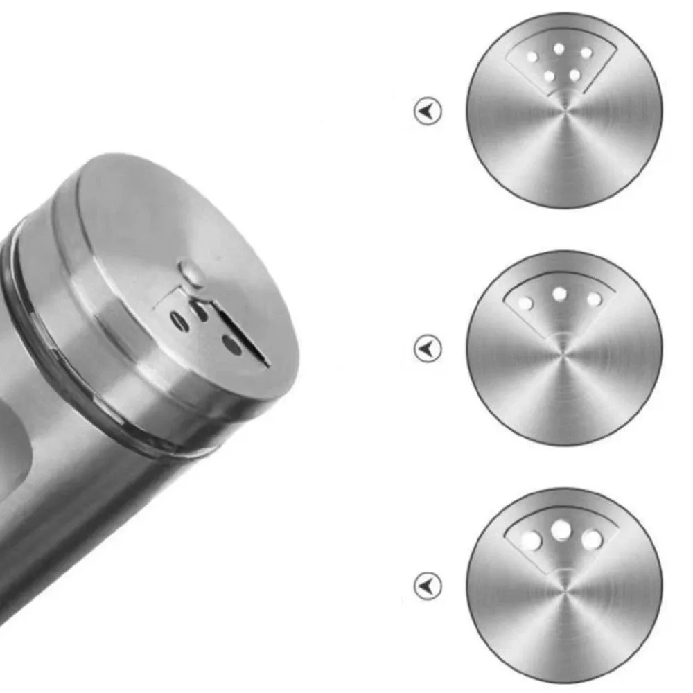 Portable Stainless Steel Seasoning Jars Glass Visiable Spreading Bottle Rotating Multifunction Spice Shaker Kitchen Organizer