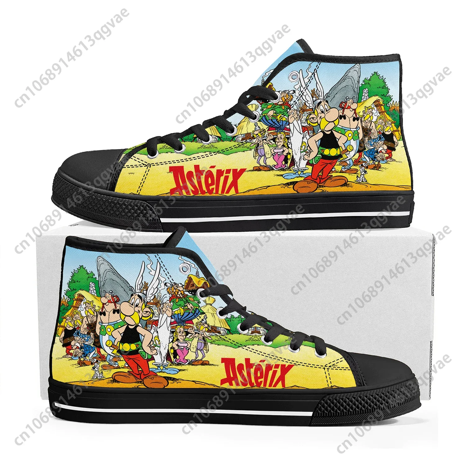 Asterix Adventure Obelix High Top Sneakers Men Women Teenager High Quality Canvas Sneaker Anime Cartoon Casual Custom Made Shoes