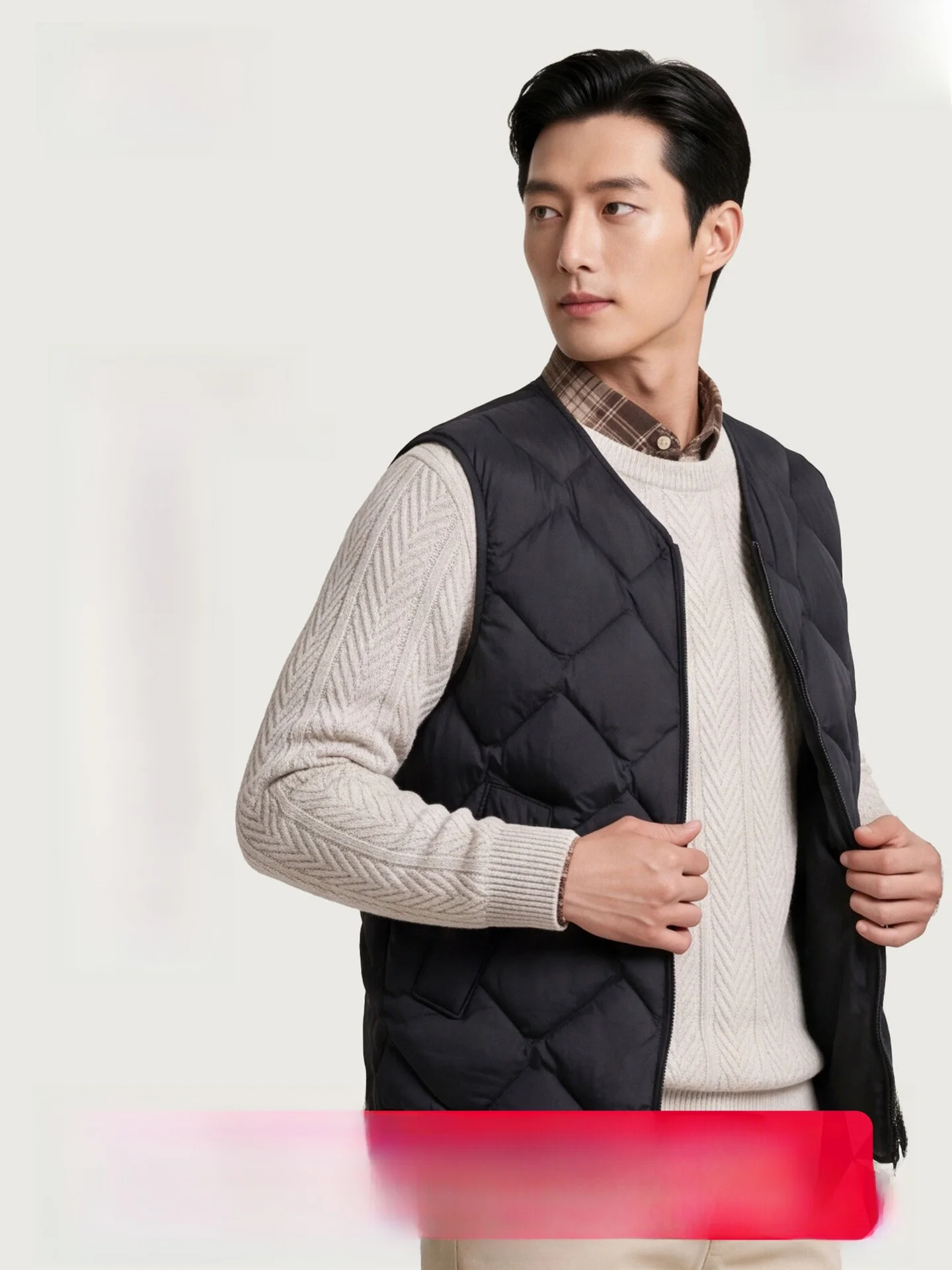 Men's down Vest Winter Warm Diamond Pattern Fashion Urban Style Inner Wear Jacket Quilted Nylon Fabric Duck down Filling