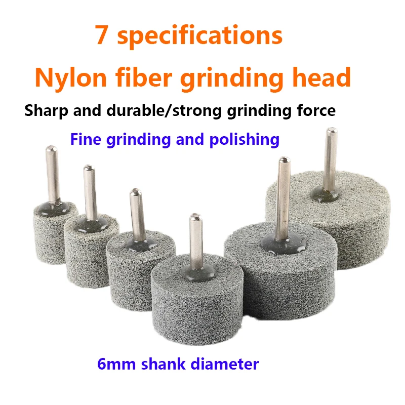 

5pcs fiber grinding head 6mm handle nylon brushed metal stainless steel polishing wheel electric drill grinding head