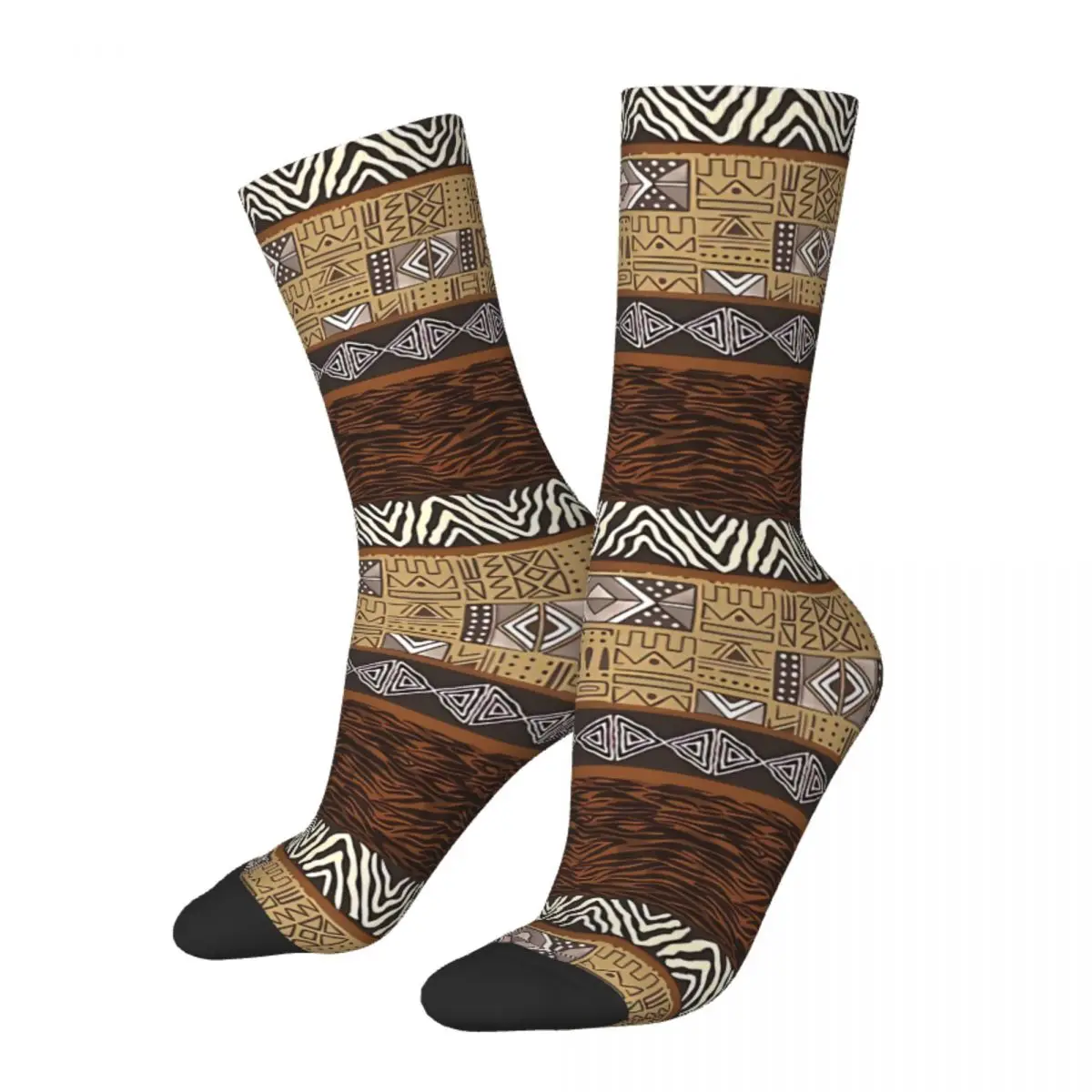 Funny Men\'s Socks Abstract Mixed African Tribal Pattern Vintage Harajuku Hip Hop Novelty Pattern Crew Crazy Sock Gift Printed