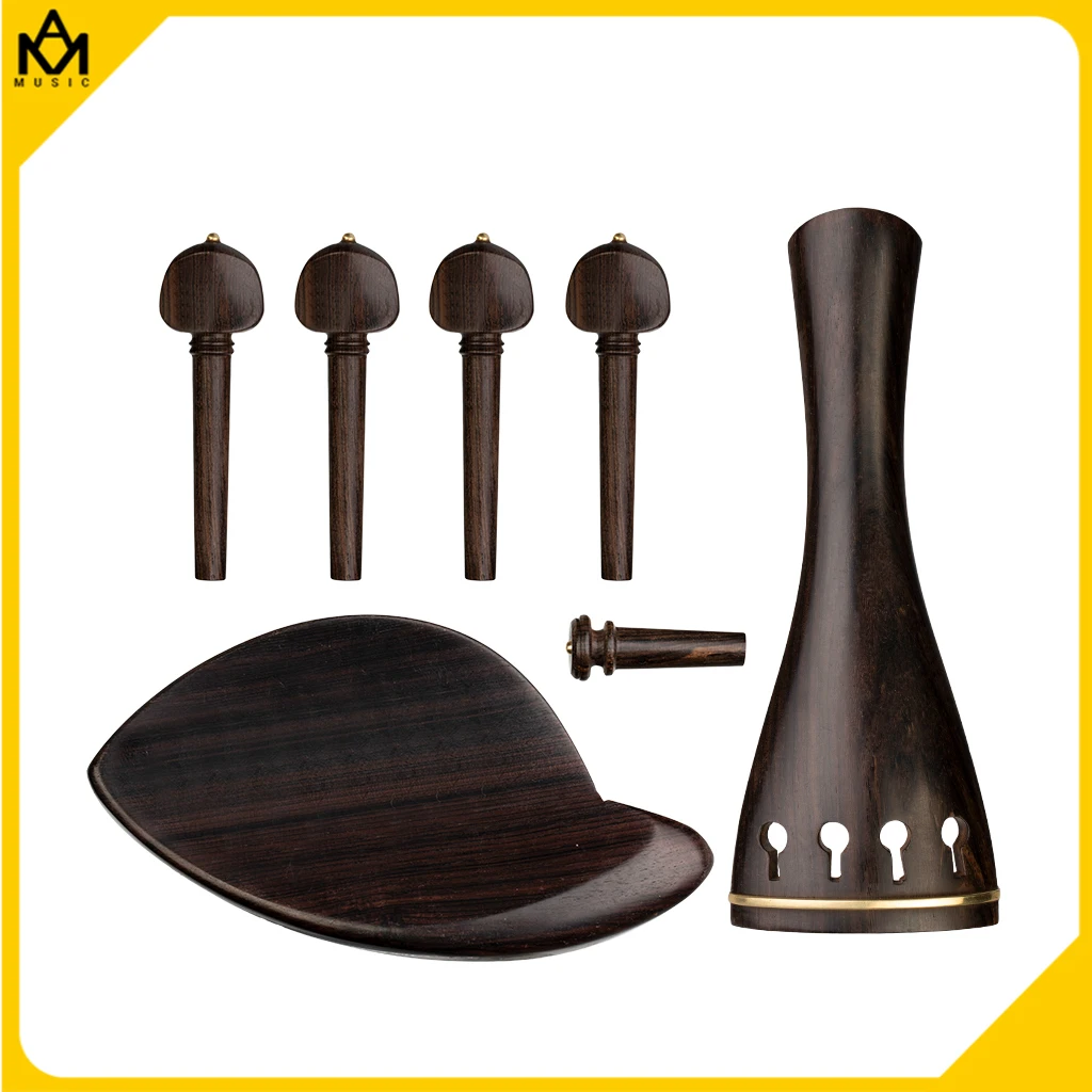 

Ebony Tailpiece Violin Accessories Set W/ Tailpiece+Chin Rest+ Endpin+4 Tuning Pegs Violin Repairing Parts