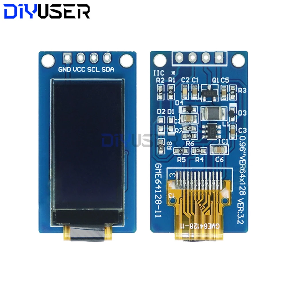 Écran OLED 0.96 pouces 64x128 SSD1107 SPI I2C, écran Vertical blanc pour Arduino Raspberry Pi ESP32