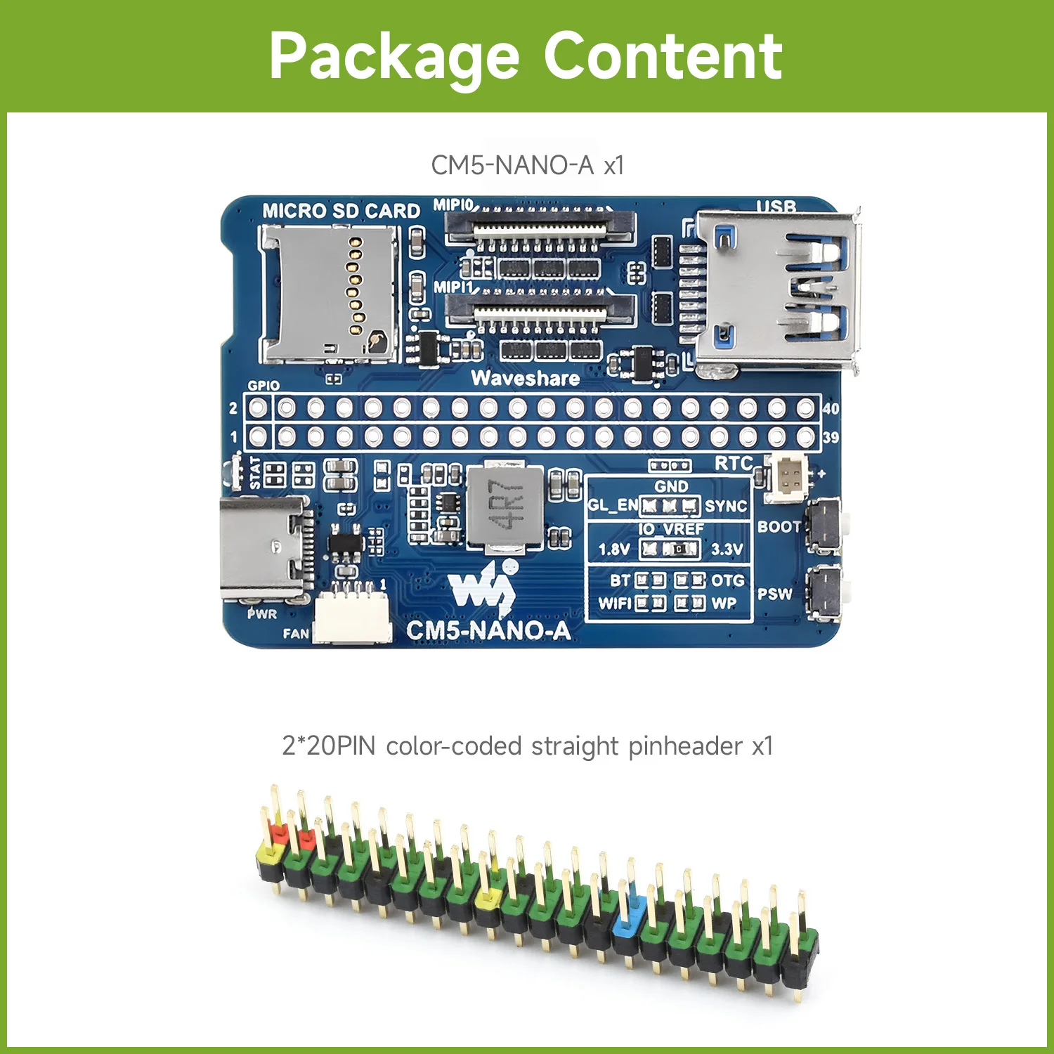 Waveshare Nano Base Board (A) for Raspberry Pi Compute Module 5, Same Size As The CM5, For Evaluating The Raspberry Pi CM5
