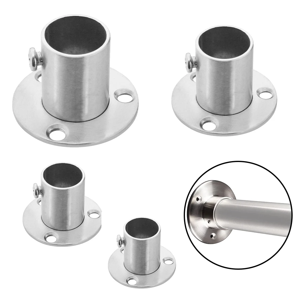 Versatile Stainless Steel Wardrobe Rail with Tube Support Closet Bar Stand Rod Socket End Multiple Diameter Options