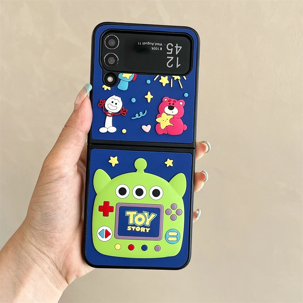 Силиконовый чехол для телефона с игровой консолью Cartoon Alien для Samsung Galaxy Z Fold & Z Flip 7 6 5 4 3, жесткий противоударный комбинированный чехол 2 в 1