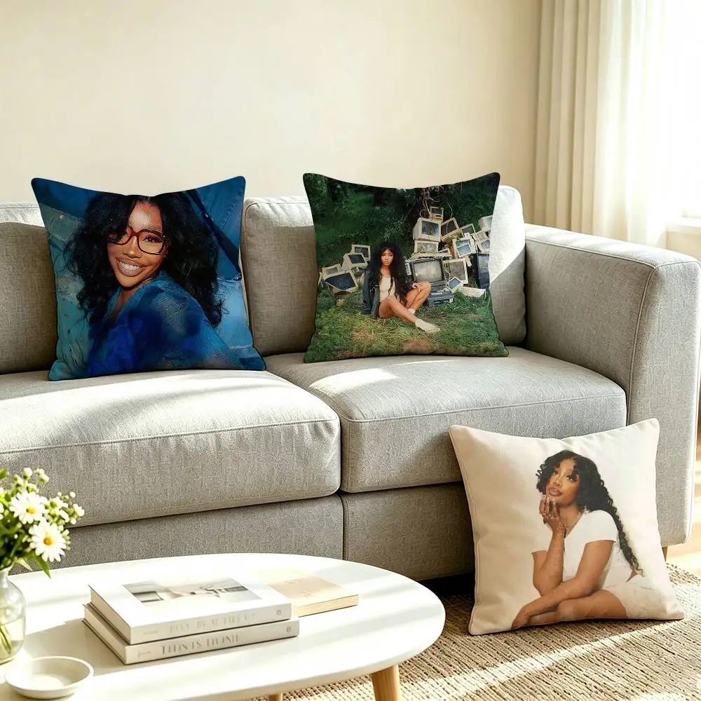 S-SZA Solana Rowe Music Icon  Pillow Case Square Double-Sided Sofa Cushion Cover Bedroom Bedside Pillow