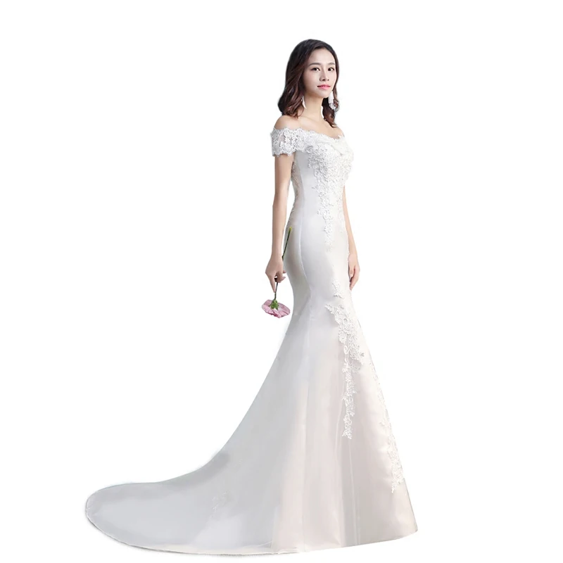 Light Wedding Dress 2026 New Bridal off-Shoulder Mori Style Wedding Dress Fishtail Trailing
